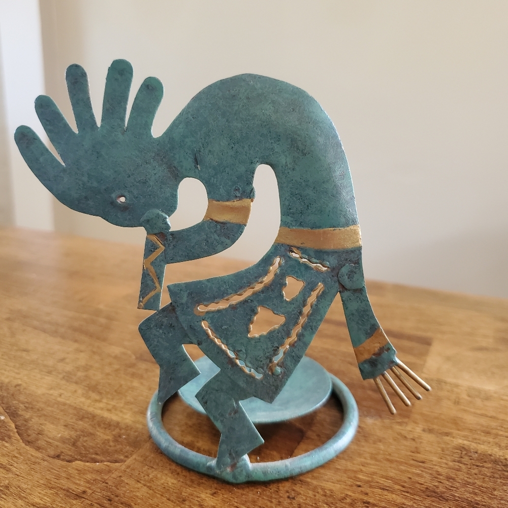 Kokopelli Metal Candle Tealight Holder Flute Player Figurine Native American